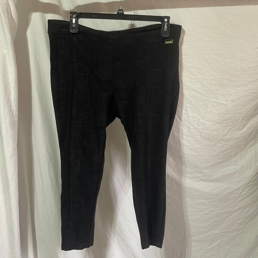 Calvin Klein power stretch pull on elastic waste legging black on black euc